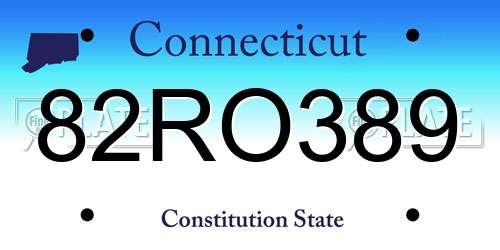 82RO389 Connecticut License Plate