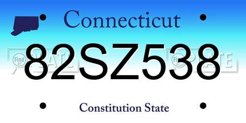 82SZ538 Connecticut License Plate