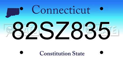 82SZ835 Connecticut License Plate
