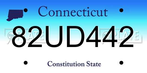 82UD442 Connecticut License Plate