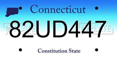 82UD447 Connecticut License Plate
