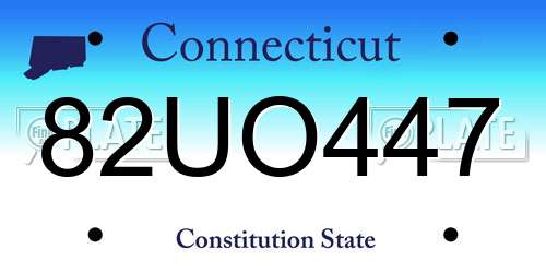 82UO447 Connecticut License Plate