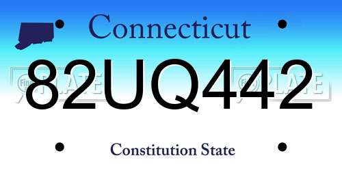 82UQ442 Connecticut License Plate