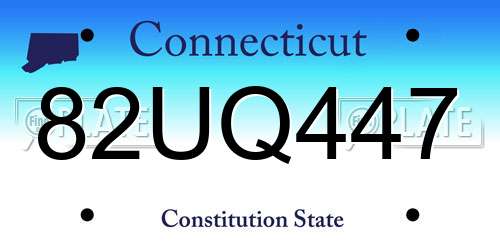 82UQ447 Connecticut License Plate