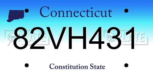 82VH431 Connecticut License Plate