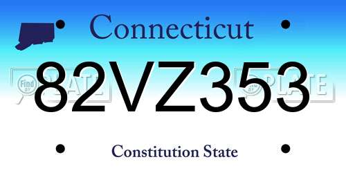 82VZ353 Connecticut License Plate