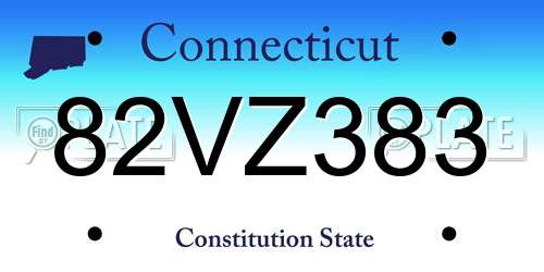 82VZ383 Connecticut License Plate