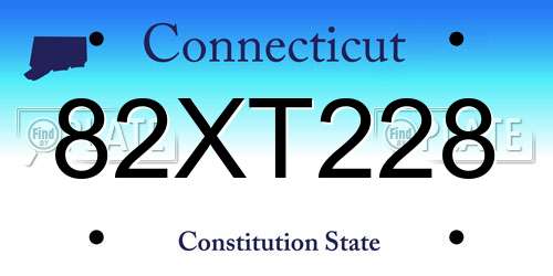 82XT228 Connecticut License Plate