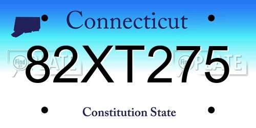 82XT275 Connecticut License Plate