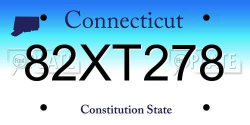 82XT278 Connecticut License Plate
