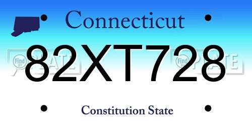 82XT728 Connecticut License Plate