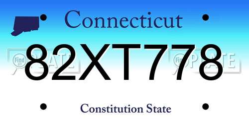 82XT778 Connecticut License Plate