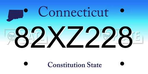 82XZ228 Connecticut License Plate