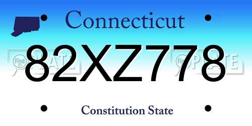 82XZ778 Connecticut License Plate