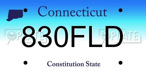 830FLD Connecticut License Plate