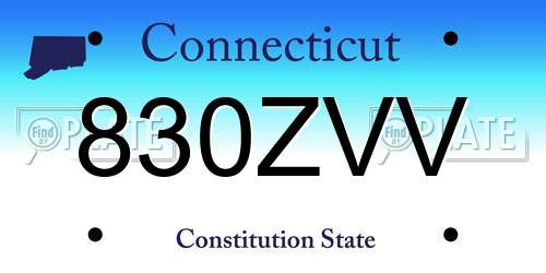 830ZVV Connecticut License Plate