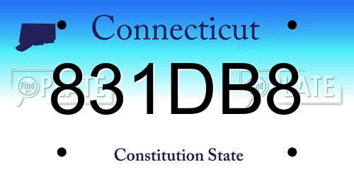 831DB8 Connecticut License Plate