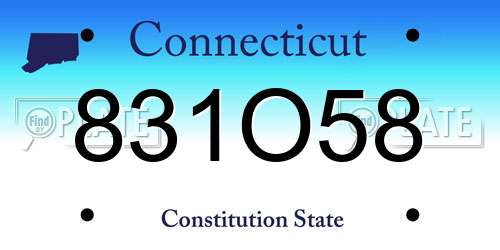 831O58 Connecticut License Plate