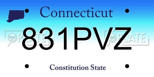 831PVZ Connecticut License Plate