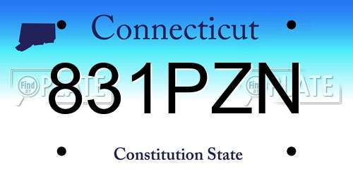 831PZN Connecticut License Plate