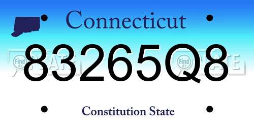 83265Q8 Connecticut License Plate