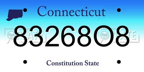 83268O8 Connecticut License Plate
