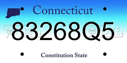 83268Q5 Connecticut License Plate