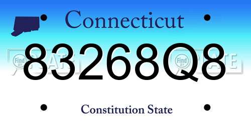 83268Q8 Connecticut License Plate