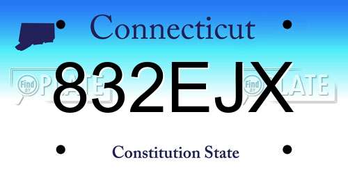 832EJX Connecticut License Plate
