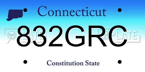 832GRC Connecticut License Plate