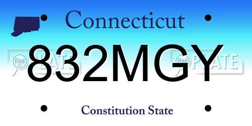 832MGY Connecticut License Plate