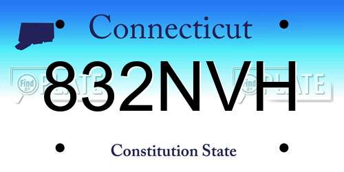 832NVH Connecticut License Plate