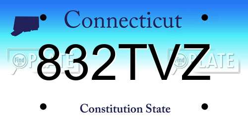 832TVZ Connecticut License Plate