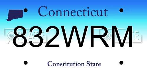 832WRM Connecticut License Plate