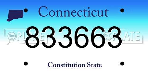 833663 Connecticut License Plate