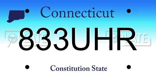833UHR Connecticut License Plate