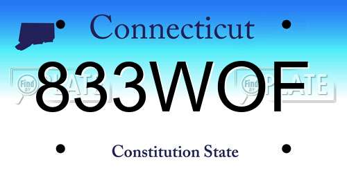 833WOF Connecticut License Plate