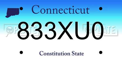 833XU0 Connecticut License Plate