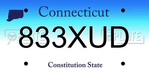 833XUD Connecticut License Plate