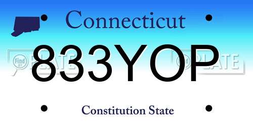 833YOP Connecticut License Plate