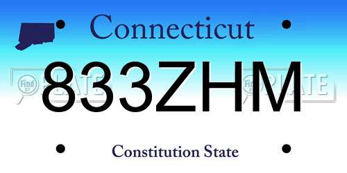 833ZHM Connecticut License Plate