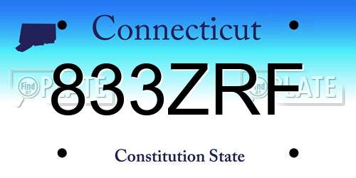 833ZRF Connecticut License Plate
