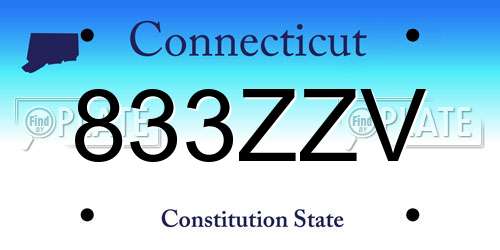 833ZZV Connecticut License Plate