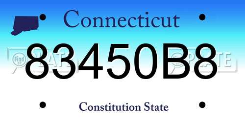 83450B8 Connecticut License Plate