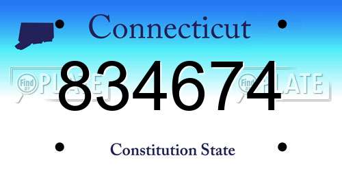 834674 Connecticut License Plate