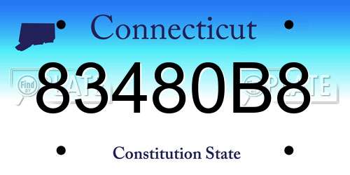 83480B8 Connecticut License Plate