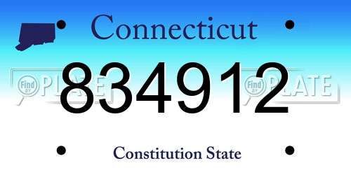 834912 Connecticut License Plate