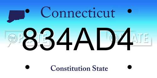 834AD4 Connecticut License Plate
