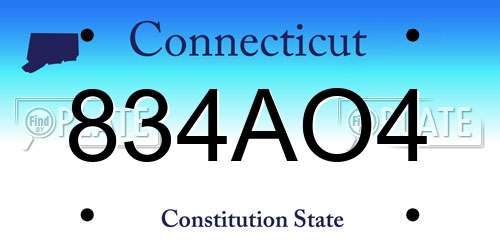 834AO4 Connecticut License Plate