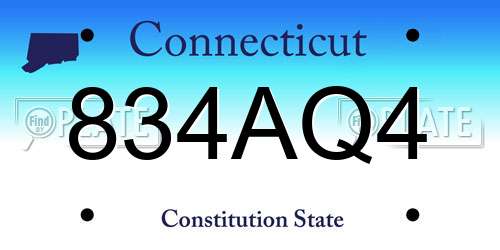 834AQ4 Connecticut License Plate
